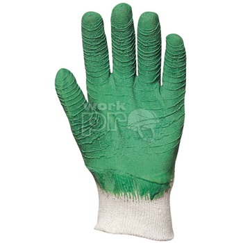 Kesztyű zöld krepp latex vágásbiztos, csúszásgátló, szellőző hátú