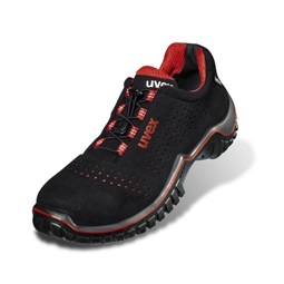 Uvex Motion (S1) fekete szellőzőlyukas velúr cipő, hydroflex energiaelnyelő saro
